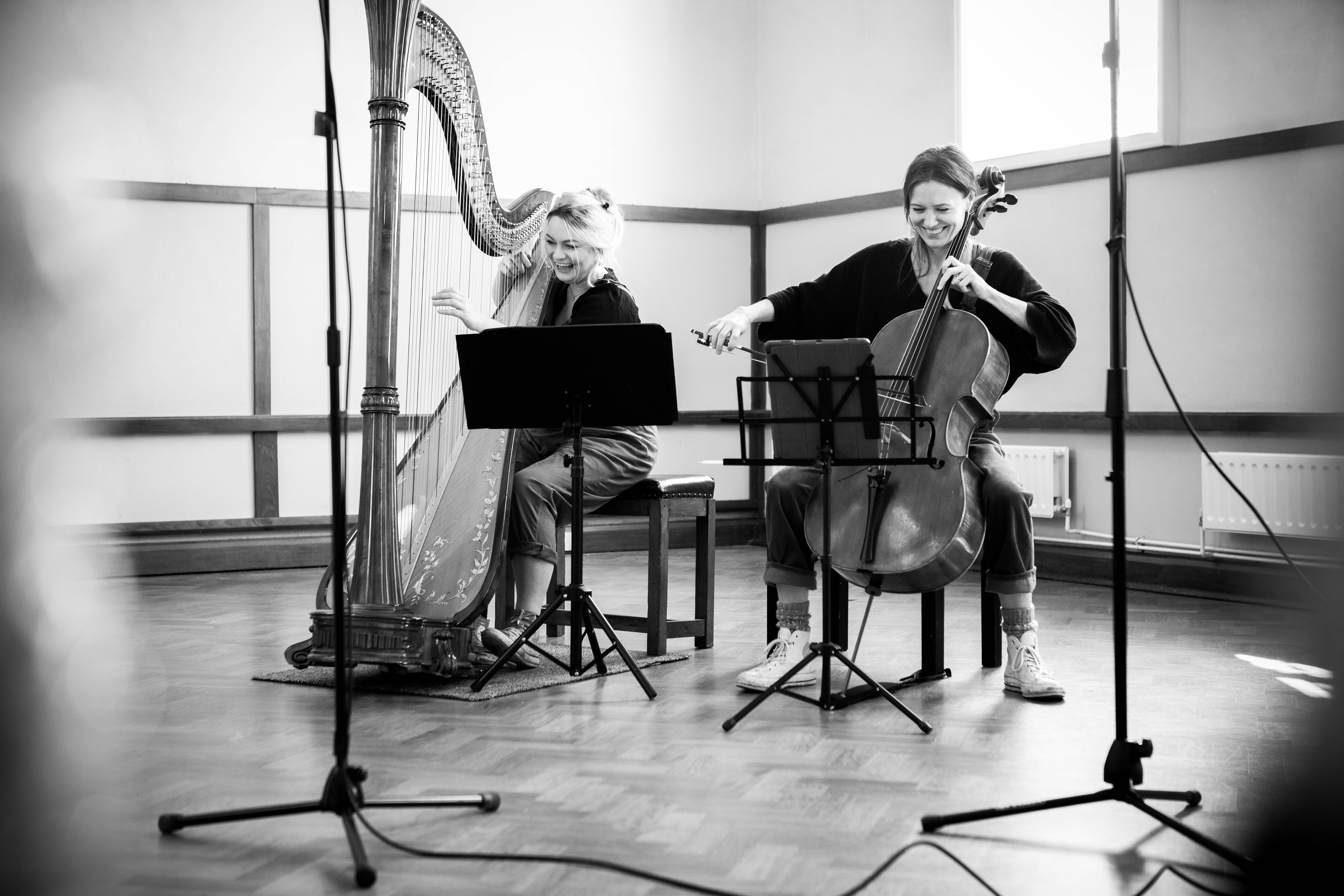 Clare O'Connell and Eleanor Turner in the studio