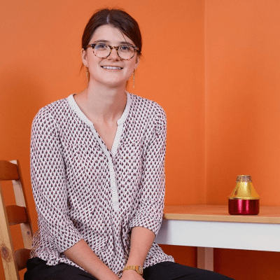 laura jurd with orange background